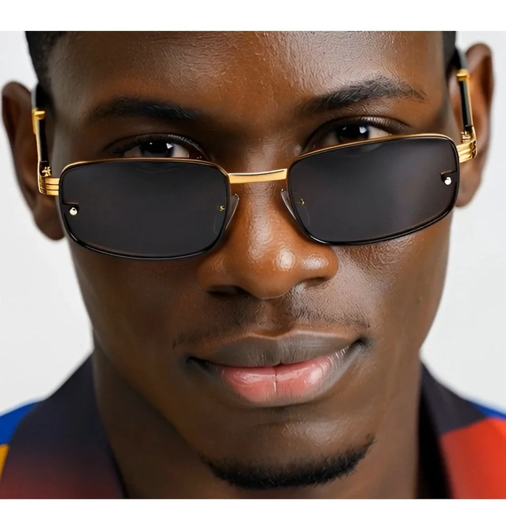 Sunglasses Men Hip Hop Shades Square Gold‎ Frame Elegant Classy Retro Festival